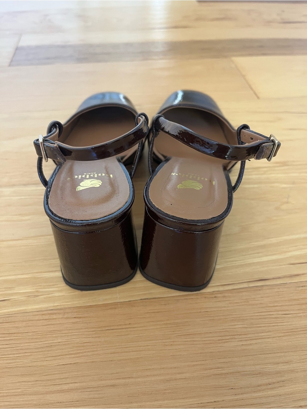 Bobbies Paris Chocolate Brown Leather Mary Jane Block Heel - Picture 5 of 14